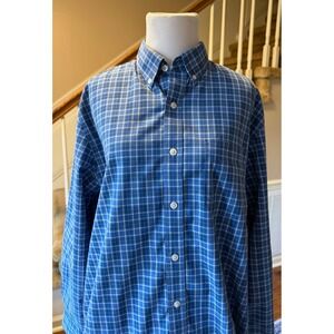 LL Bean Traditional Fit Blue Plaid Long Sleeve Button Down Shirt Mens M REG